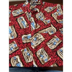 KAD CLOTHING CO Men's Short Sleeve Casual Hawaiian Button Up Car Shirt - Size XL